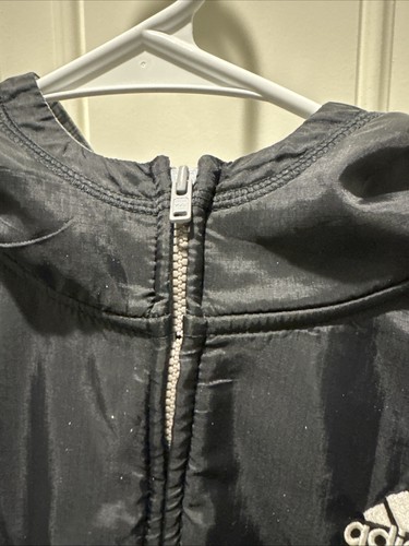 Adidas Zip Up Jacket Hoodie Sweater Black Gray Medium 10-12 - Picture 3 of 8