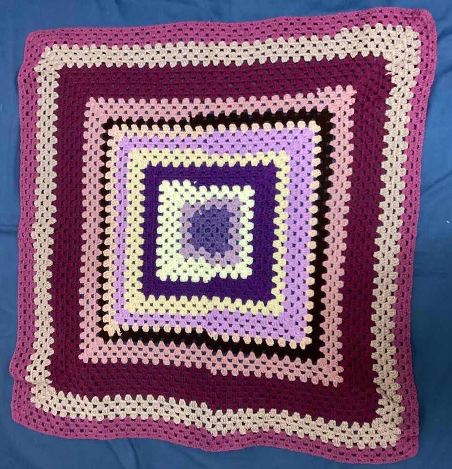 Two Retro Hand Crochet Small Throws Knee Rug Cottage Core VG eBay