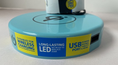 Desk Lamp LED Qi Wireless & USB Charging Port AQUA Mainstays Flex Gooseneck NWT - Picture 6 of 8