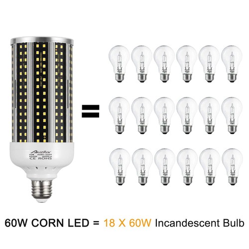 60W LED Corn Light Bulb For Indoor Outdoor Large Area, Super Bright Daylight - Picture 4 of 7