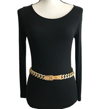 Women's Chain Belt XS Gold VTG Metal Cuban Link Classic Disco Dress Casual