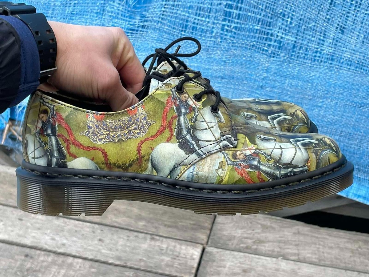 靴 Dr.Martens GEORGE & DRAGON BACKHAND1461 DR. MARTENS Unisex 1460 George & Dragon Green 8 Eye Boot