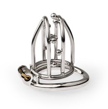 Male Stainless Steel Metal Chastity Cage Device Ring Lock Penis Restraint BDSM