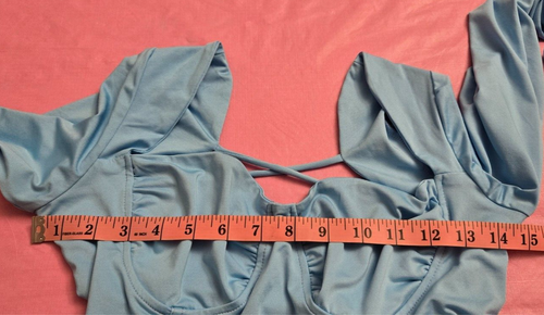 Blusa Top Princesa Polly Azul Talla 8 Cuello Cuadrado Acanalado Elastizado Cuerda Atar Espalda - Imagen 13 de 15