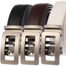 HJones Trend Men's Leather Belt Automatic Buckle Belt Ratchet Strap Gift Jeans