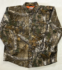 Carhartt Real Tree Camo Jacket Shacket XL Orange Quilted Lining Workwear Hunting