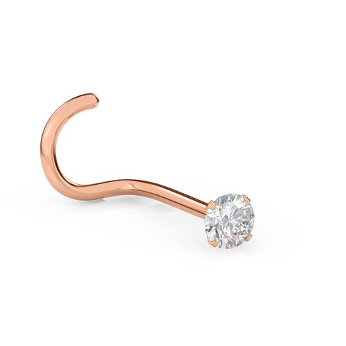 EternalDia IGI Certified  Diamond Nose Stud Twist back  14K Rose Gold 0.015Ct - Picture 2 of 4