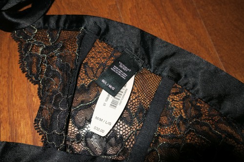 L/ M VICTORIA SECRET VERY SEXY SATIN LACE GREEN GARTER VINTAGE EMBELLISHED GOLD - Picture 5 of 5