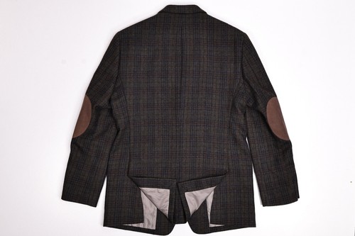 Joseph Abboud Plaid Blazer Hopsack Wool Pasley Elbow Patch Sport Coat 42L Slim - Foto 10 di 14