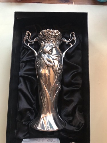 A.E. Williams Pewter Art Nouveau Style Beautiful Vase In Presentation Box