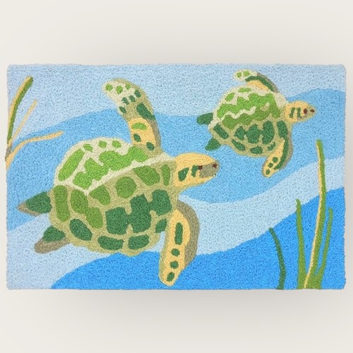 Sea Turtles Jellybean Rug Coastal Living Beachy Coastal Cottage Indoor Outdoor - Picture 5 of 6