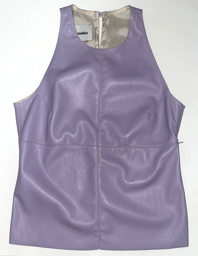 Women’s Nanushka Purple Vegan Faux Leather Tank Top With Side Zipper Size Small. - Picture 3 of 11