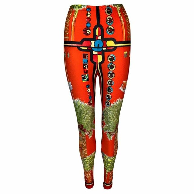 red versace leggings