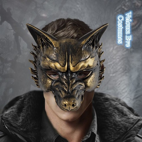 SN-G5-1 Adult Gold Wolf Latex Mask Halloween Costume Party Animal Headwear - Picture 10 of 10