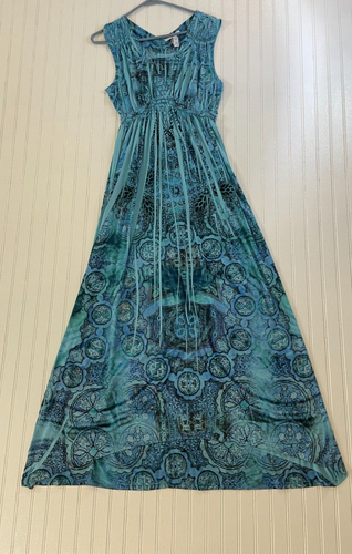Style & Co Studded Boho Vacation Sleeveless Women's Maxi Dress sz S Blue - Picture 6 of 11