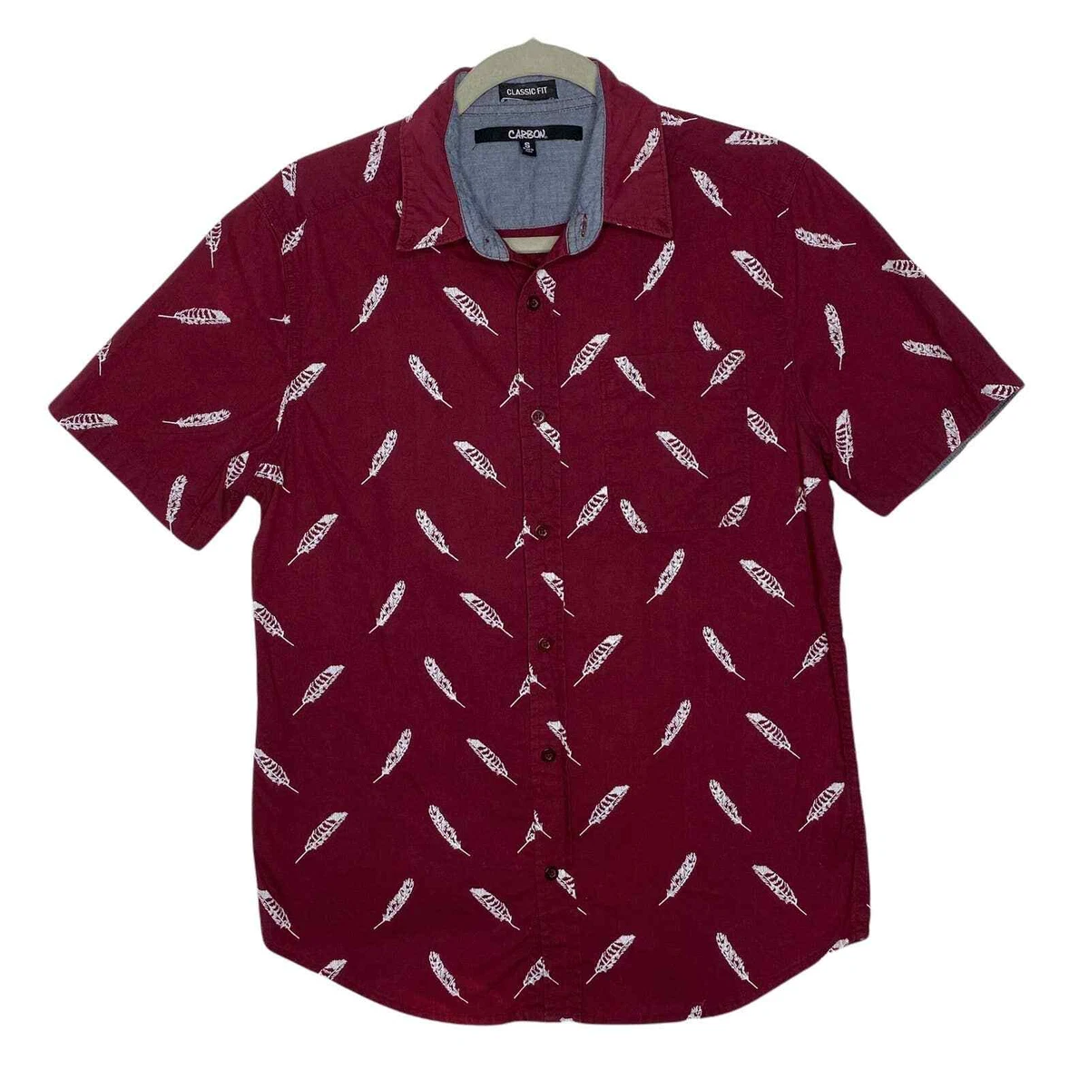 maroon and white shirt