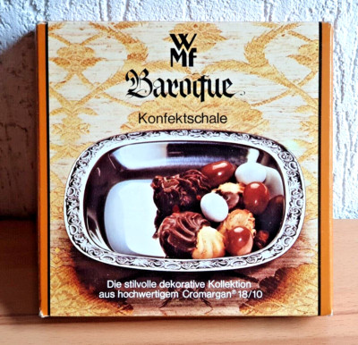 WMF Baroque Konfekt Schale Spiegelpoliert Edelstahl 19,5 x 19,5cm Neu OVP 70er