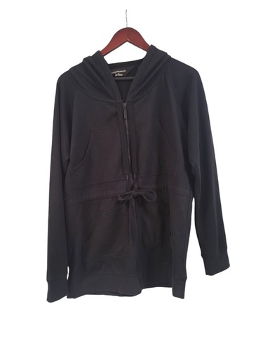 Neu ohne Etikett Norma Kamali schwarze Kapuzenjacke mit durchgehendem Reißverschluss Größe Large