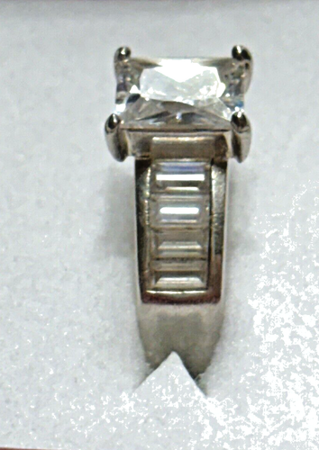 Sterling Silver Ring w/ Emerald Cut CZ - Picture 3 of 5
