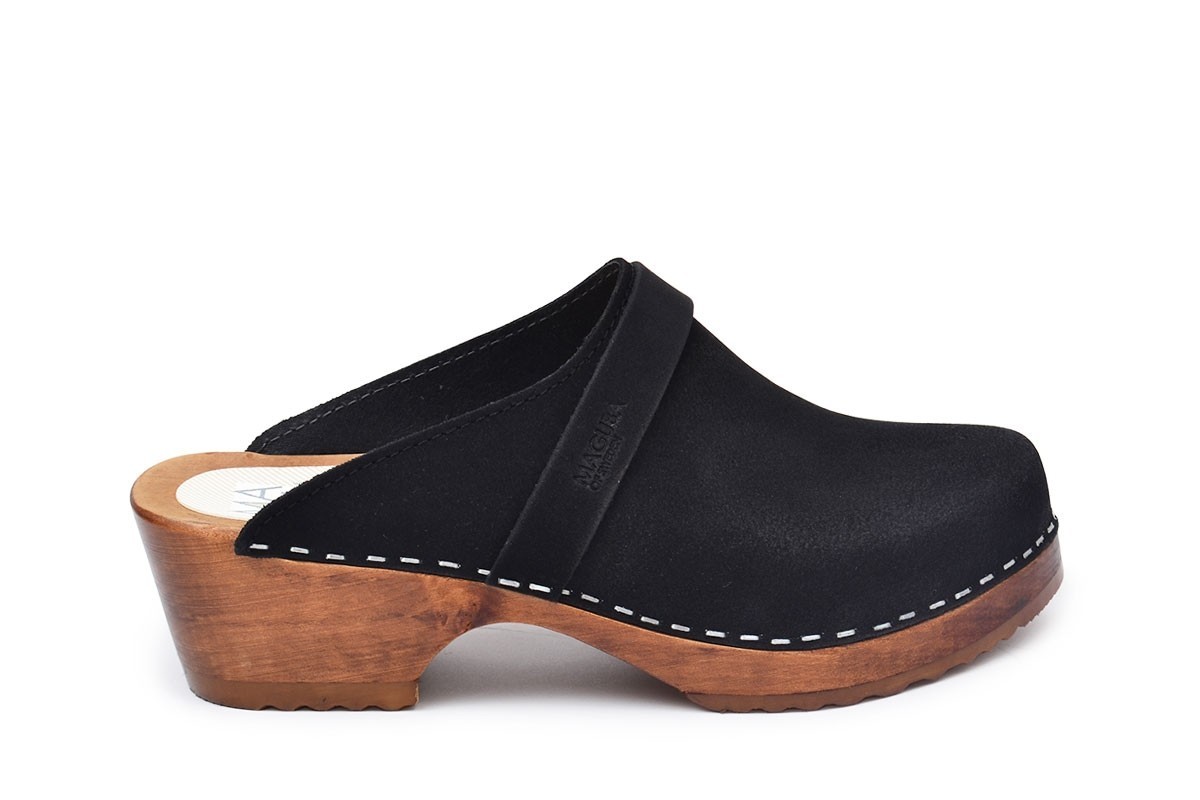 Maguba Swedish Wood Clog Berkeley, Black Suede, Size 40 Maguba Swedish Wood Clog Berkeley, Black Suede, Size 40