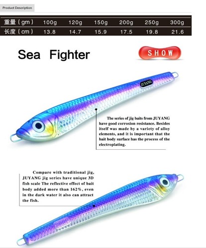 100g - 450g pilker Lure Jig Fishing Bait Freshwater Saltwater Spoon GT-BIO Köder - Picture 3 of 9