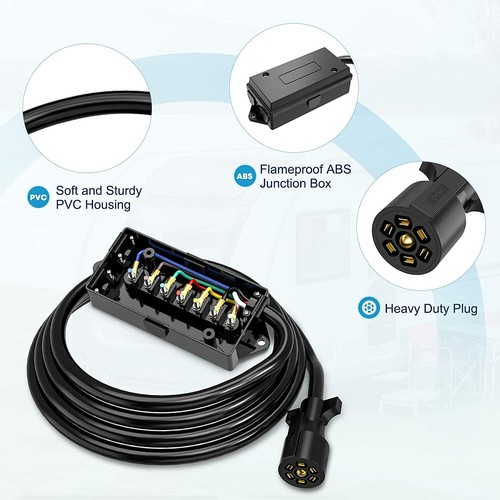 7 Way Trailer Wire Junction Box With Cord 4 Wire Trailer Cable RV Accessories - Picture 20 of 45