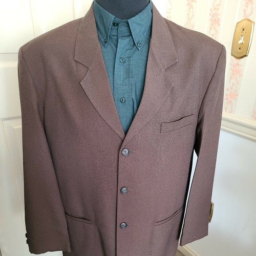 City Streets Men's Suit Coat Brown sz 44R Polyester Rayon Dominican Republic - Picture 2 of 10
