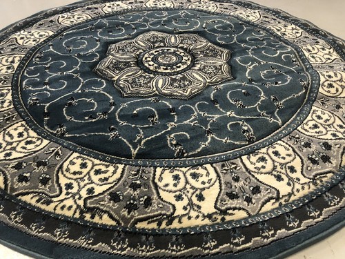 IMPRESIONANTES ALFOMBRAS CIRCULARES 150X150CM TEJIDAS TRASERO TALLADO A MANO AZUL/GRIS GAMAS ALFOMBRAS-ALFOMBRAS - Imagen 5 de 5