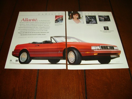 1989 CADILLAC ALLANTE ORIGINAL 2 PAGE AD - Picture 3 of 3