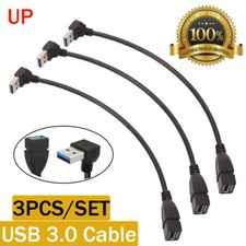 3Pcs USB 3.0 UP Angle 90 Degree Extension Cable Male to Female Adapter Cord Data