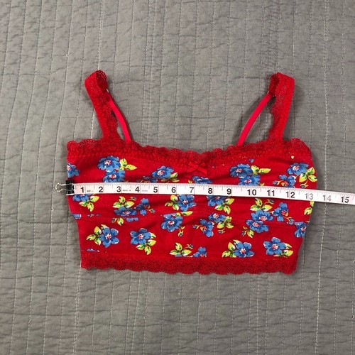 Abercrombie Fitch Kids Bralette Girl XL Red Floral Cotton Blend Lace Trim - Picture 7 of 24