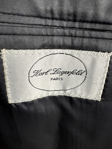 @ Karl Lagerfeld Vintage Paris Dbl Breasted Gray Pinstripe Six Button Wool 46R - Picture 12 of 18