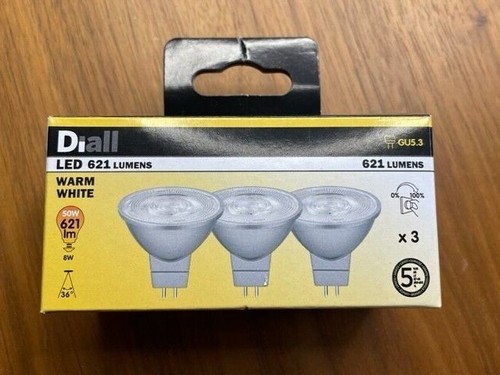 Diall / B&Q Branded GU5.3 8W 621lm Reflector LED Dimmable Light bulb, Pack of 3 - Picture 2 of 4