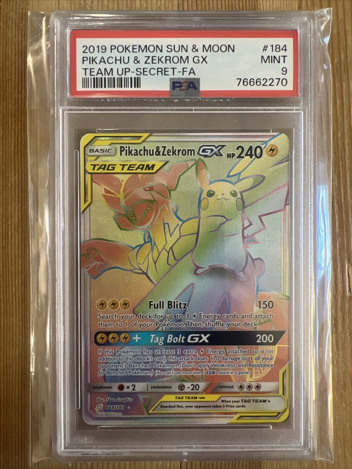 Unofficial Artist Made Pikachu & Zekrom-gx 184/181 Rainbow 