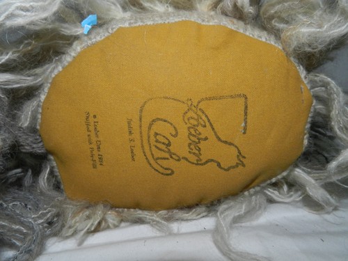 SIGNIERT Vintage 1984 Loeber Katze lang echtes Mohair beige/hellbraun mit hellblauen Augen - Bild 3 von 11