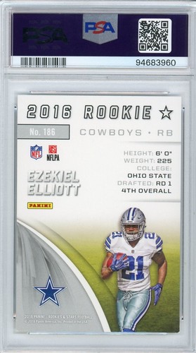 2016 Panini Rookies & Stars Purple RC #186 EZEKIEL ELLIOTT PSA 8 NM-MT Cowboys - Picture 2 of 2