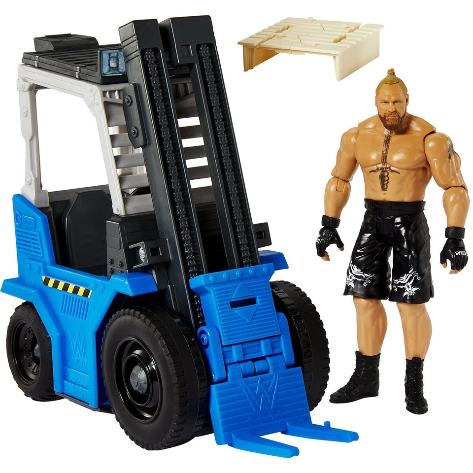 WWE Wrekkin' FORKLIFT w/ BROCK LESNAR Action Figure Playset Wrestling MULETTO - Immagine 2 di 4
