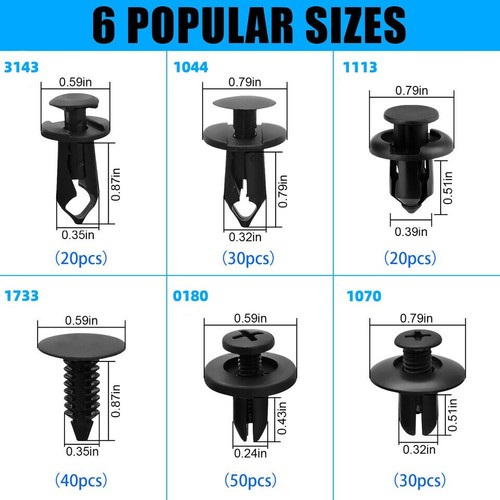 190X Car Trim Bumper Clips Plastic Retainer Rivets Fastener Fender Push Pin Kits - Picture 2 of 8