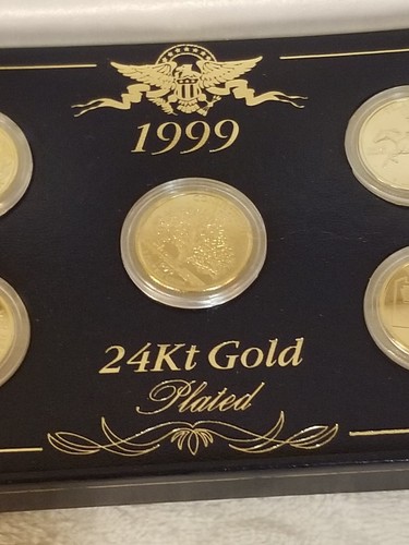 U.S. Mint , 1999 , 5 Piece , Presidential 24 Kt. Gold Plated Coin Box Set - Picture 3 of 14