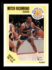 1989 Basketball Fleer Mitch Richmond Golden State Warriors #56 RC ROY