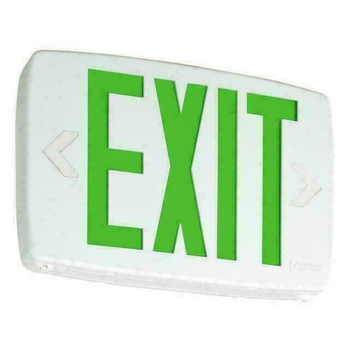 Lithonia LQM S W 3 G EL N M6 White Thermoplastic Green LED Emergency Exit Sign - Picture 1 of 1