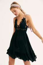 Free People Adella Slip Dress S Black Lace Crochet Strappy NWT