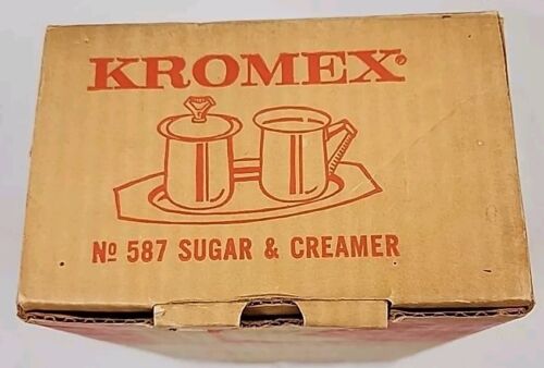 Kromex Holiday Giftware Cream And Sugar Container Set USA Vintage - Picture 3 of 11