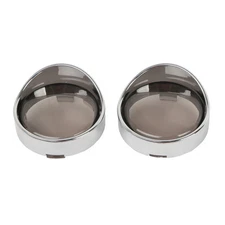 Chrome Turn Signal Light Trim Ring Visors + Smoke Lens for Harley Dyna Sportster