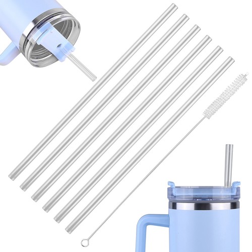 6 pajitas largas con limpiador de pajitas pajita transparente para taza Stanley 20/30/40 oz - Imagen 5 de 8