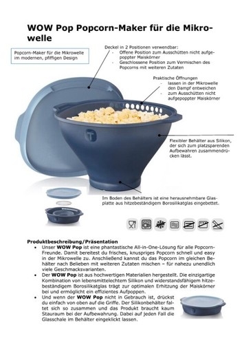 Tupperware WOW Pop Popcorn Maker NEUHEIT Mikrowellen Popcorn NEU - Bild 4 von 5