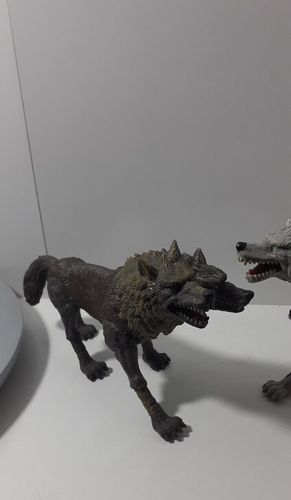 Chap Mei True Legends 2 Two Headed Orthrus Warg Grey & Brown Wolf Figure Set - Foto 3 di 8