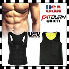 Men Sweat Waist Trainer Vest Weight Loss Neoprene Body Shaper Slimming Sauna U