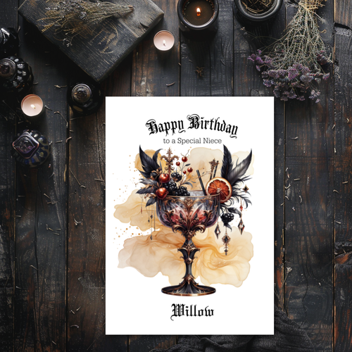 Personalisierte Geburtstagskarte Gothic Orange Cocktail Hochglanz - Größe wählbar - Bild 2 von 4