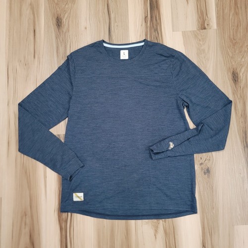 Tracksmith Shirt Mens L Large Blue Merino Wool Harrier Baselayer Gorpcore